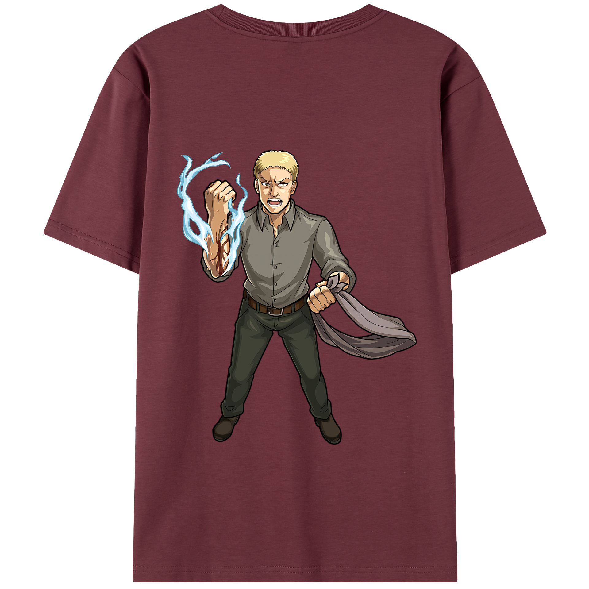 （画像用） 進撃の巨人 ライナー・ブラウン Attack on Titan Reiner Braun 綿100％半袖Tシャツ（背面プリント）